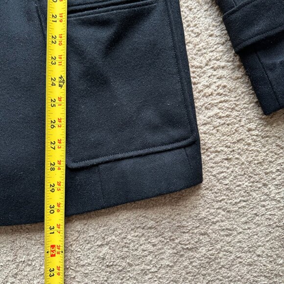 Express Pea Coat Womens Large Wool Blend Black Buttons Pockets - Picture 10 of 13